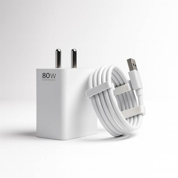 CLAT 80 W SuperVOOC 6 A Wall Charger for Mobile with Detachable Cable