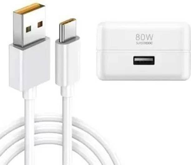 Pandaco 80 W SuperVOOC 6 A Wall Charger for Mobile with Detachable Cable