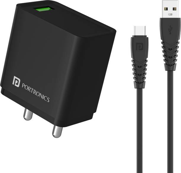 Portronics 18 W Quick Charge 3 A Wall Charger for Mobile with Detachable Cable