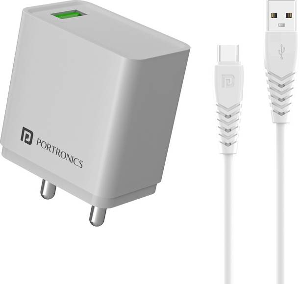 Portronics 18 W Quick Charge 3 A Wall Charger for Mobile with Detachable Cable