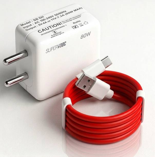 shopbucket 80 W SuperVOOC 7.3 A Wall Charger for Mobile with Detachable Cable