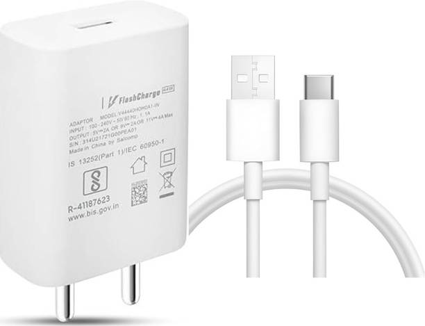 TECHVIQQ 44 W Quick Charge 4 A Wall Charger for Mobile with Detachable Cable
