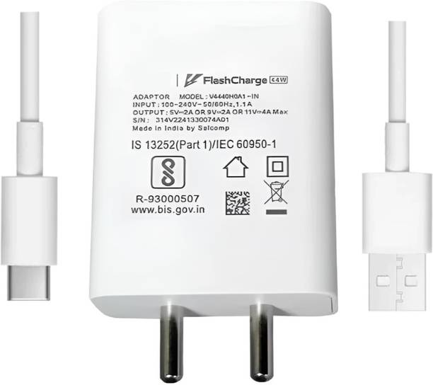 BLYNOIZ 44 W Quick Charge 4 A Wall Charger for Mobile with Detachable Cable