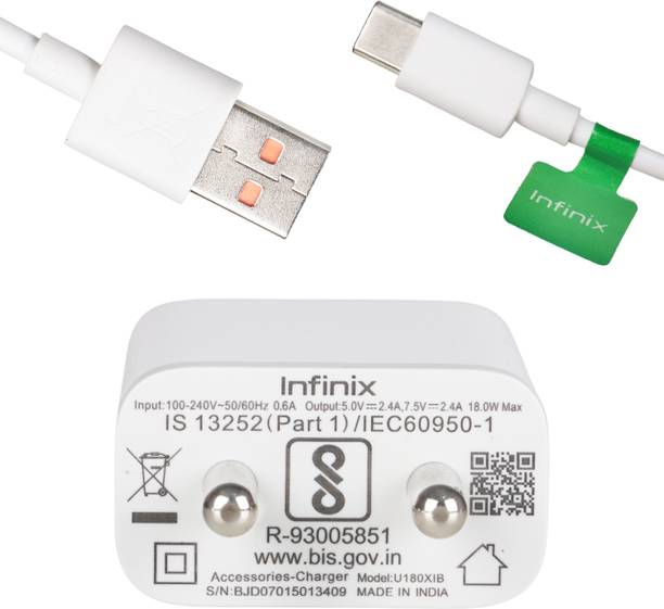 Infinix 18 W Supercharge 2 A Wall Charger for Mobile with Detachable Cable