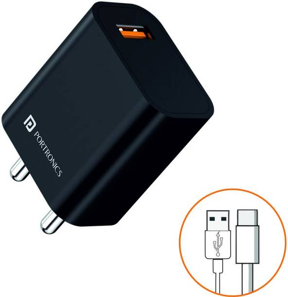 Portronics 18 W Quick Charge 3 A Wall Charger for Mobile with Detachable Cable