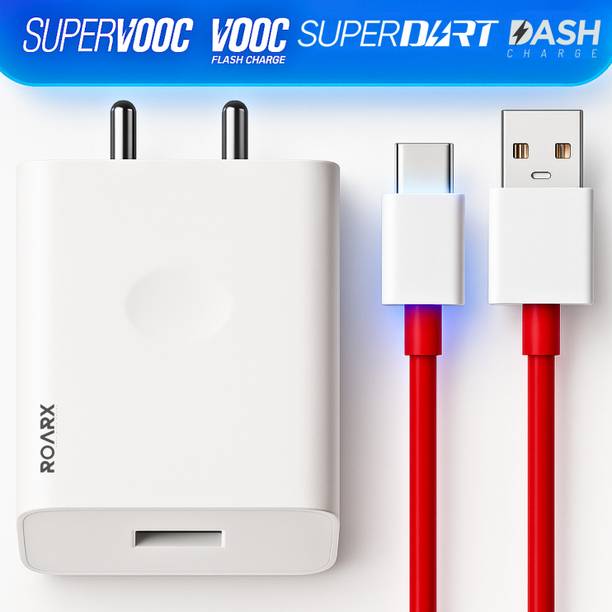 RoarX 33 W SuperVOOC 6 A Wall Charger for Mobile with Detachable Cable