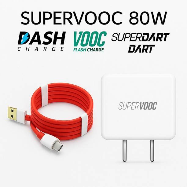 CLAT 80 W VOOC 6 A Wall Charger for Mobile with Detachable Cable