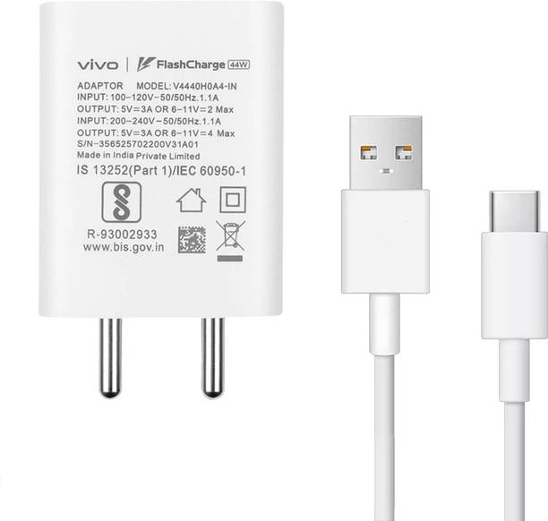 vivo 44 W Quick Charge 4 A Wall Charger for Mobile with Detachable Cable