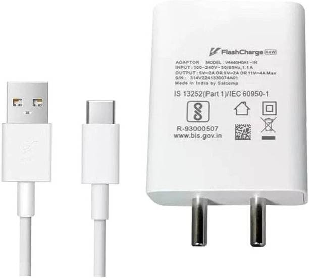 vivo 44 W Quick Charge 4 A Wall Charger for Mobile with Detachable Cable