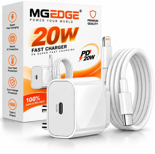 MGEdge 20 W PD 2 A Wall Charger for Mobile with Detachable Cable