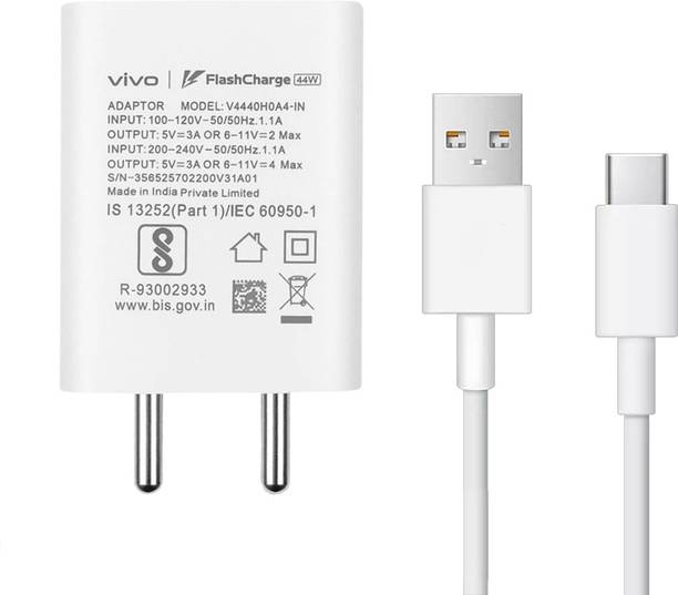 vivo 44 W Quick Charge 4 A Wall Charger for Mobile with Detachable Cable