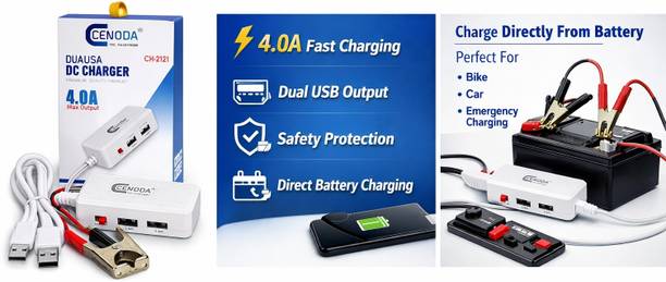cenoda 20 W 4 A Dual Port Mobile Charger with Detachable Cable