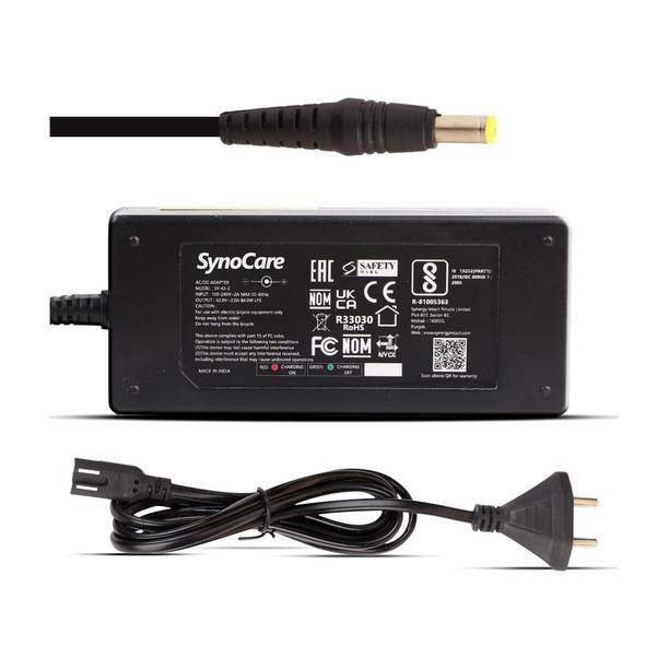 SynoCare 84 W Adaptive Charging 2 A Wall Charger for E-Bike with Detachable Cable