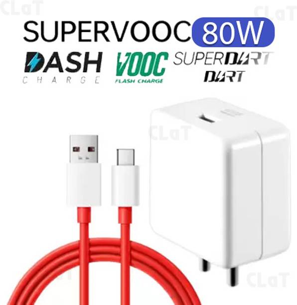 CLAT 80 W SuperVOOC 5 A Wall Charger for Mobile with Detachable Cable