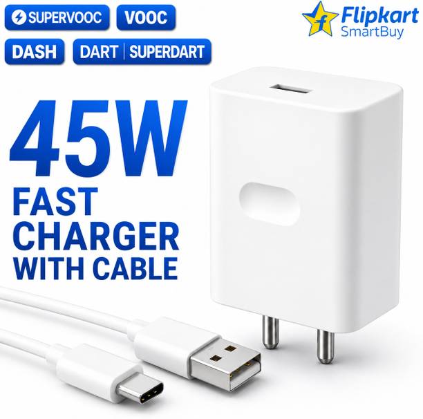 Flipkart SmartBuy 45 W SuperVOOC 5 A Wall Charger for Mobile with Detachable Cable