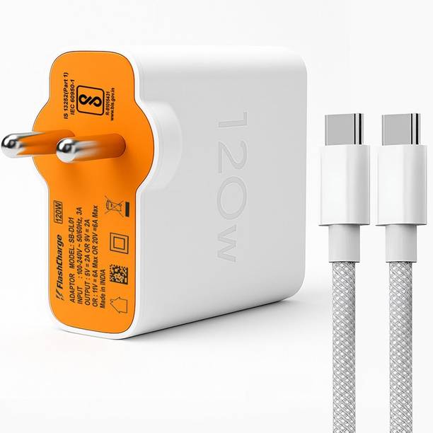 SB 120 W Quick Charge 6 A Wall Charger for Mobile with Detachable Cable
