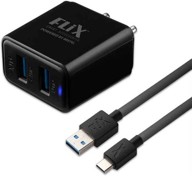 flix 12 W 2.4 A Multiport Mobile Charger with Detachable Cable