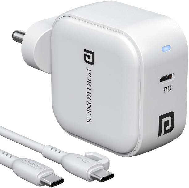Portronics 45 W GaN 3 A Wall Charger for Mobile with Detachable Cable