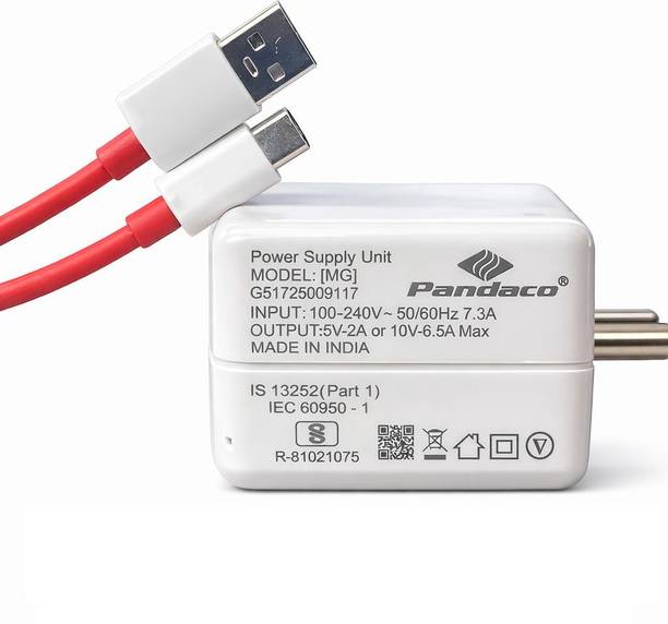 Pandaco 80 W SuperVOOC 7.3 A Wall Charger for Mobile with Detachable Cable