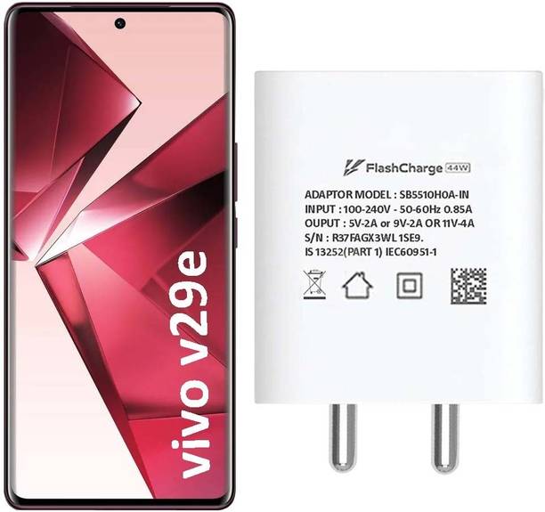 स्ब 44 W Flash 2.0 Charger 4 A Mobile Charger with Detachable Cable (Compatible for vivo Z1x, vivo Y73 2021, vivo Z1x 4GB RAM, vivo V20 SE, vivo V19, vivo V21 5G, V23e 5G, vivo v29E)FL2.0.4 मोबाइल चार्जर