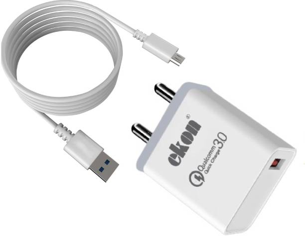 Ekon 18 W Qualcomm 3.0 3 A Mobile Charger with Detachable Cable