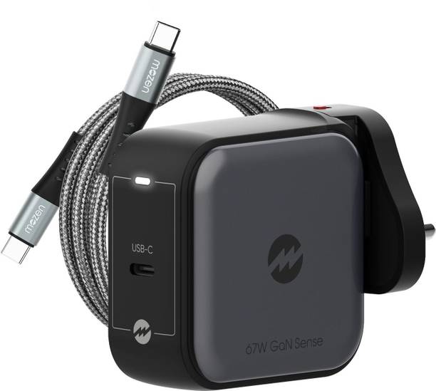 AMKETTE 67 W GaN 3.25 A Wall Charger for Mobile with Detachable Cable