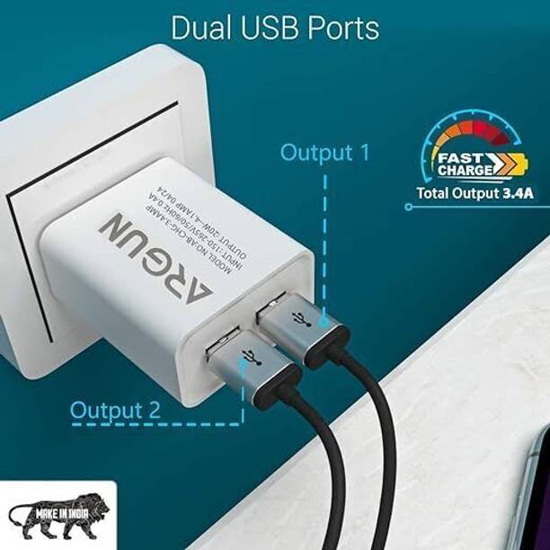 ARGUN 20 W Quick Charge 4 A Multi-pin Wall Charger for Mobile with Detachable Cable