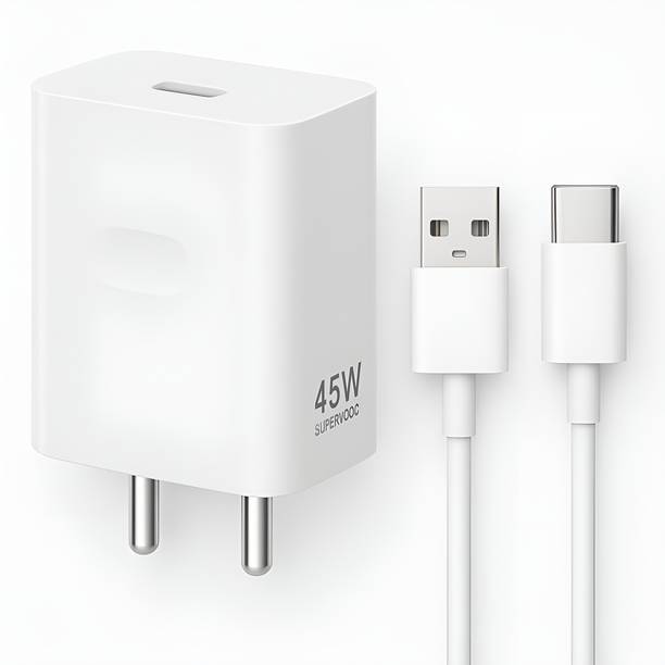 Prifakt 45 W SuperVOOC 4 A Wall Charger for Mobile with Detachable Cable