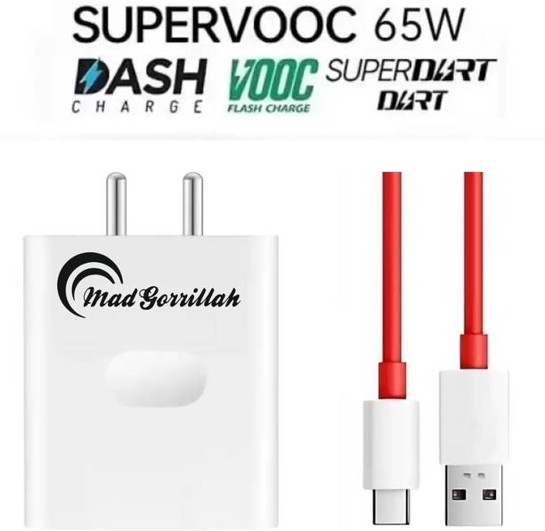 Mad Gorrillah 65 W SuperVOOC 7.3 A Wall Charger for Mobile with Detachable Cable