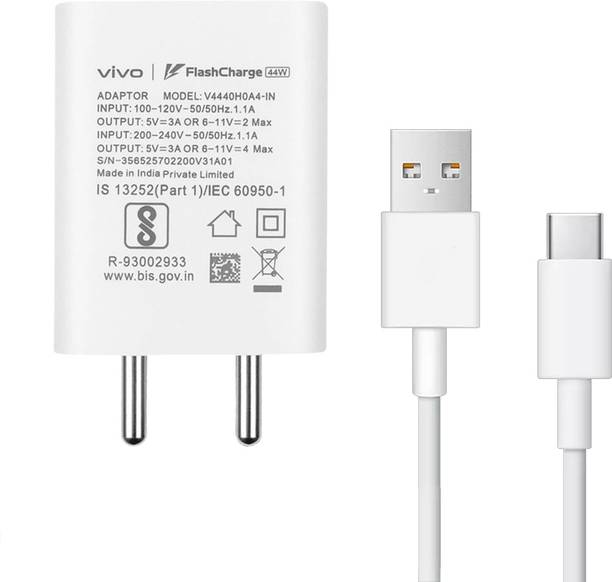 vivo 44 W Quick Charge 4 A Wall Charger for Mobile with Detachable Cable