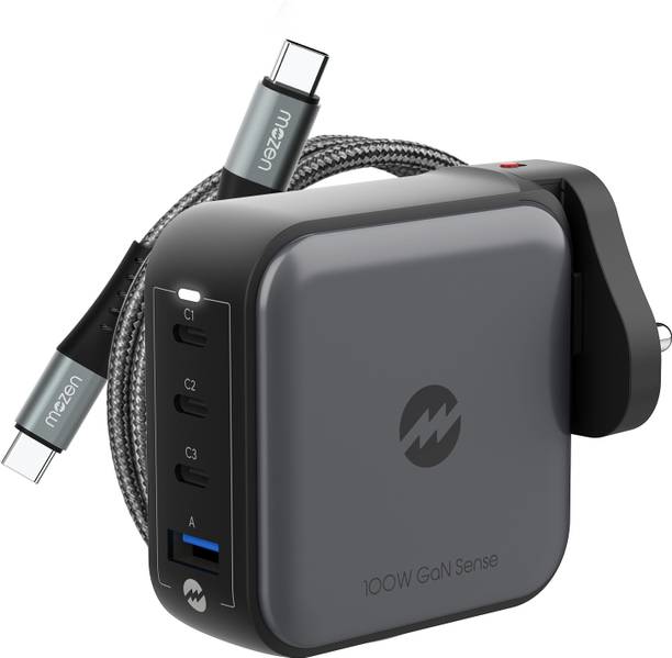 AMKETTE 100 W GaN 5 A Wall Charger for Mobile with Detachable Cable