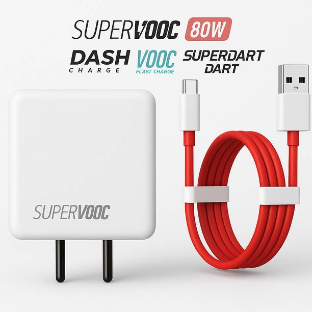 CLAT 80 W SuperVOOC 6 A Wall Charger for Mobile with Detachable Cable