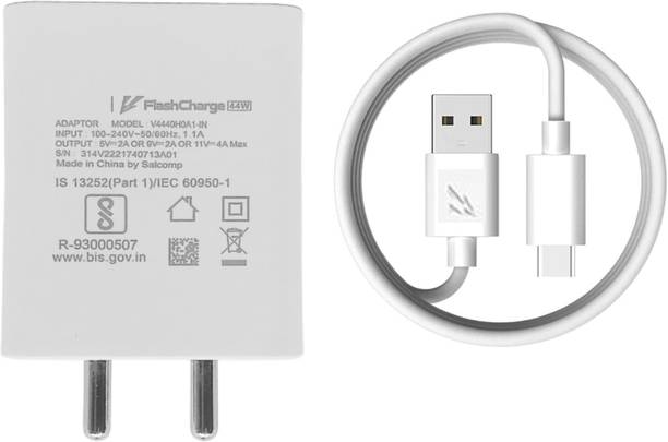 vivo 44 W Quick Charge 4 A Wall Charger for Mobile with Detachable Cable