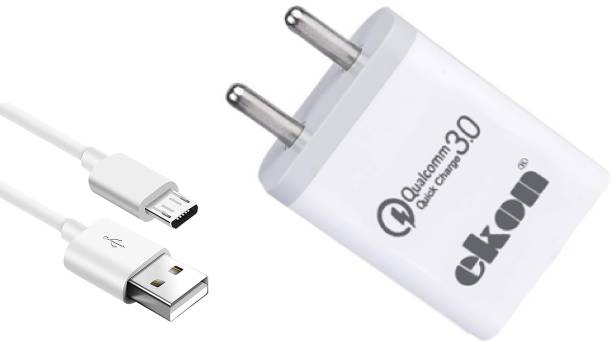 Ekon 18 W Qualcomm 3.0 2 A Mobile Charger with Detachable Cable