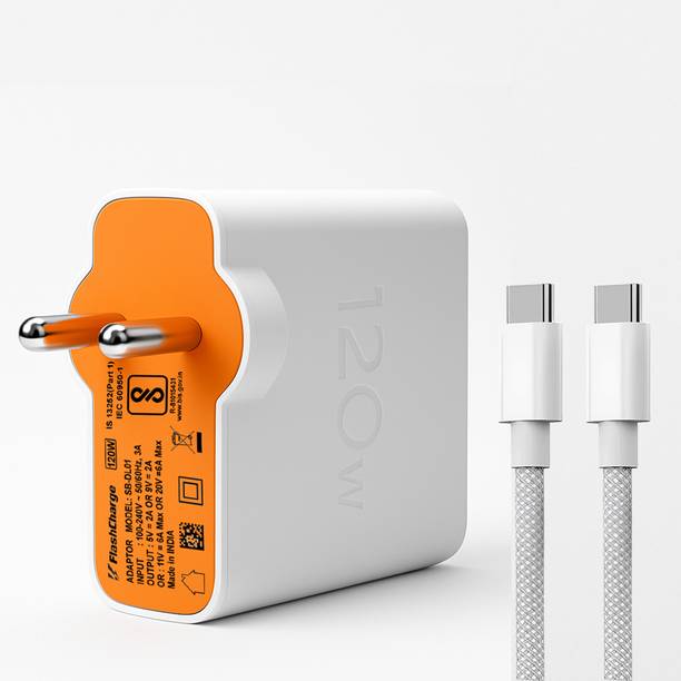 SB 120 W Quick Charge 6 A Wall Charger for Mobile with Detachable Cable