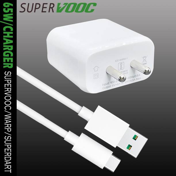 Saibaba Insulators 65 W SuperVOOC 6 A Wall Charger for Mobile with Detachable Cable