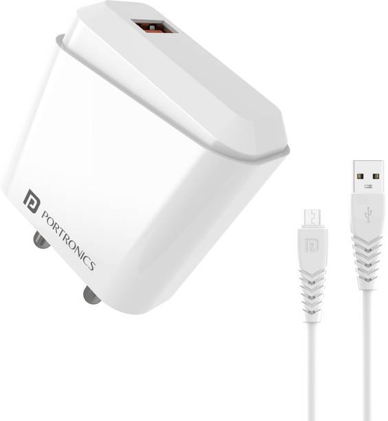 Portronics 18 W Quick Charge 3 A Wall Charger for Mobile with Detachable Cable
