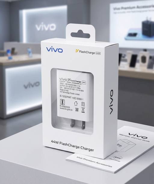 vivo 44 W Quick Charge 4 A Wall Charger for Mobile with Detachable Cable