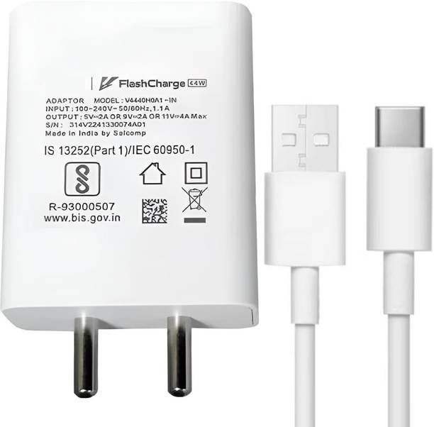 BLYNOIZ 44 W Quick Charge 4 A Wall Charger for Mobile with Detachable Cable
