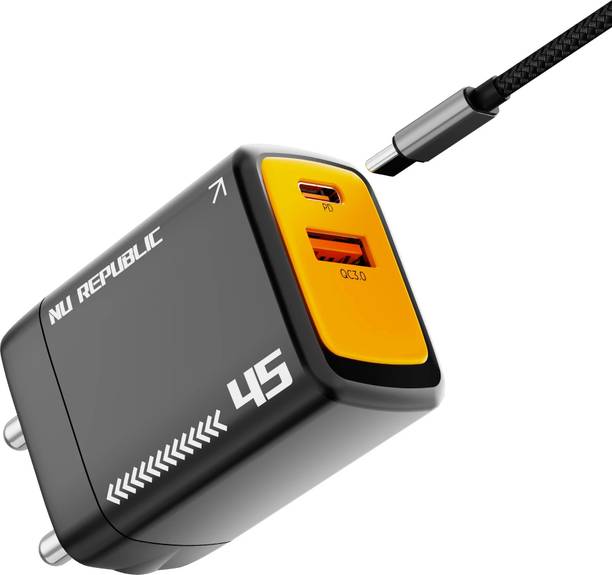 Nu Republic 45 W GaN 4 A Dual Port Mobile Charger with Detachable Cable