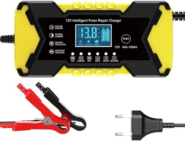 purvish 12 V Intelligent Pulse Repair Battery Charger for Car And Bike Battery Charger 4 ft Battery Jumper Cable