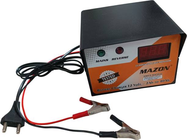 MAZON Battery Charger for Car & Bike Battery Charging Capacity 7Ah to 40Ah 1 ft Battery Jumper Kit