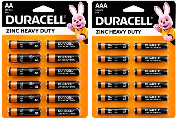 DURACELL ZINC HEAVY DUTY AA AND AAA BATTERY (24 PCS BATTERY)  Battery