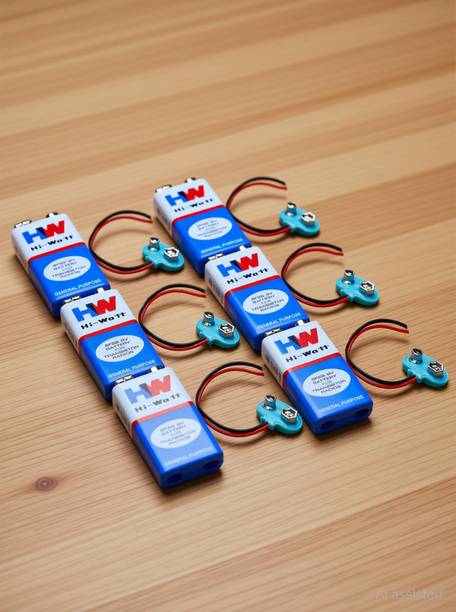 Inditrust 6 Pc 9 VOLTS HW BATTERY with + 6 Pc Connector (Pack of 6) Battery