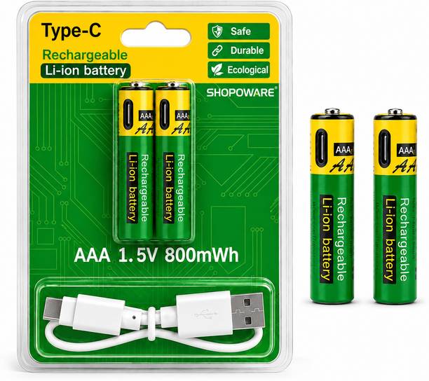 SHOPOWARE AAA Lithium ion Type C Rechargeable Batteries , Pack of 2, Up to 440mAh Capacity  Battery