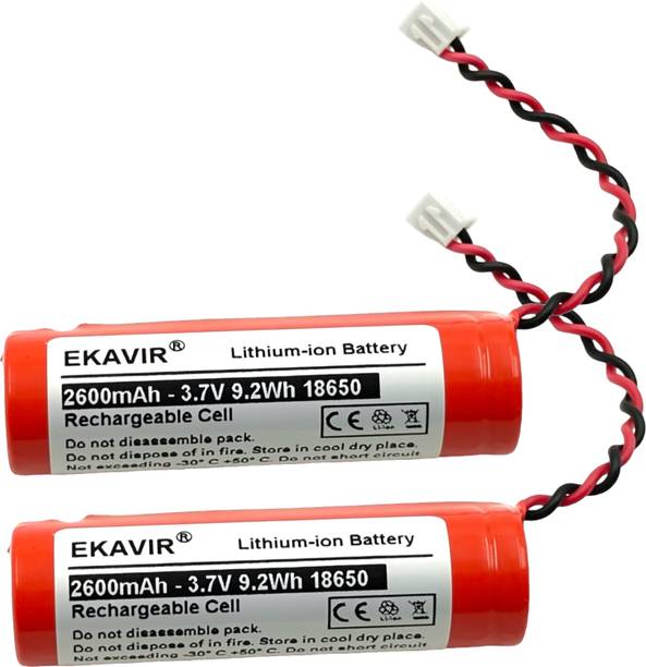 Ekavir High-Capacity 18650 Li-ion : 2600mAh, 3.7V with Wired  Battery