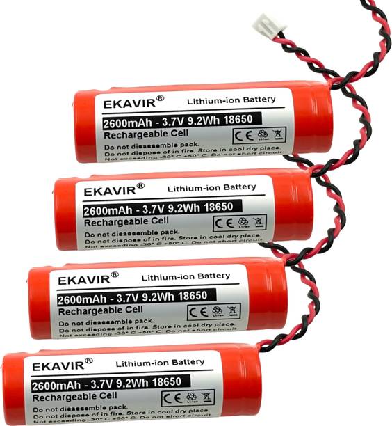 Ekavir 2600mAh 18650, 3.7V Long-Lasting with Wired Li-ion , Size: 65X18mm  Battery