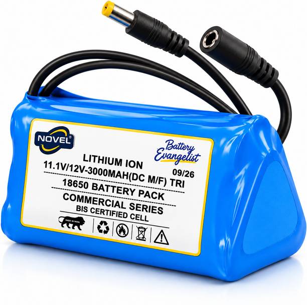 NOVEL 11.1V/12V 3000mAh 18650 DC MALE FEMALE CONNECTOR  Battery