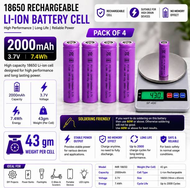 RKDIGITALWORLD best_ quality-4_orignal_43g_18650_pack_of_4 _3.7V_003  Battery