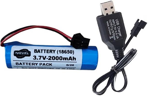 NOVEL 2000mAh 3.7V 18650 BATTERY WITH CHARGING CABLE  Battery